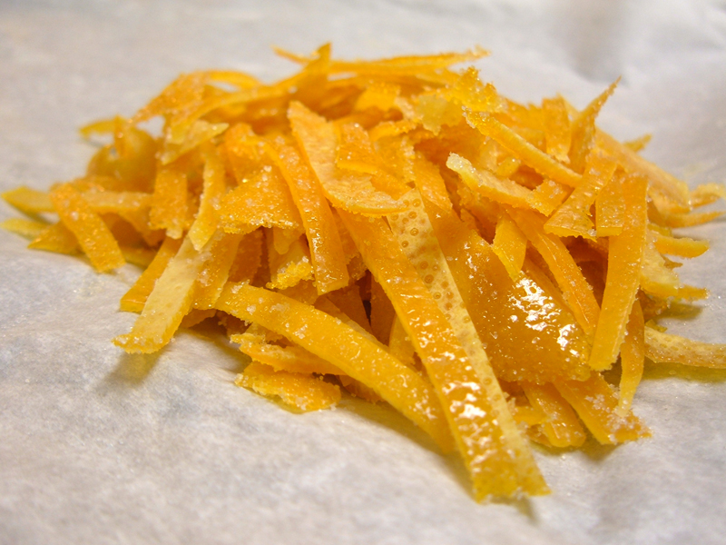 Shiny, Homemade Candied Orange Zest, In Strips Shiny, Homemade Candied Orange Zest, In Strips