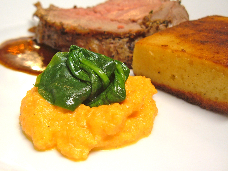 Creamed, Spiced Carrot with Wilted Spinach Creamed, Spiced Carrot with Wilted Spinach