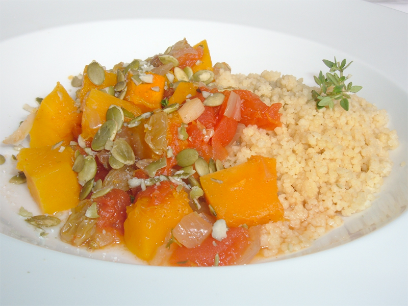 Butternut Squash Couscous topped with Pumpkin Seeds Butternut Squash Couscous topped with Pumpkin Seeds