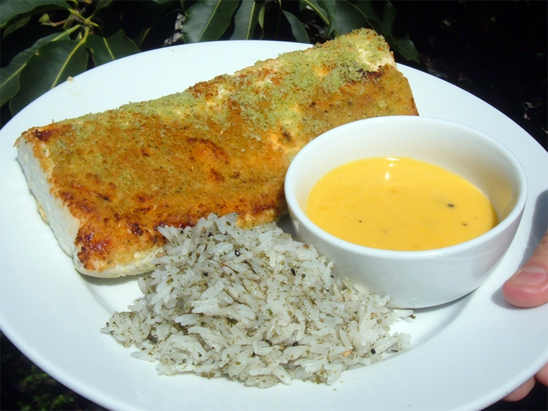 Ono Served with Mango-Lime Butter and Rice Ono Served with Mango-Lime Butter and Rice