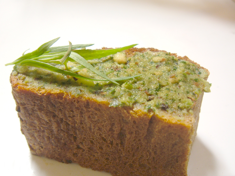 Tarragon and Anchovy Pesto on a Thick Piece of Rye Tarragon and Anchovy Pesto on a Thick Piece of Rye