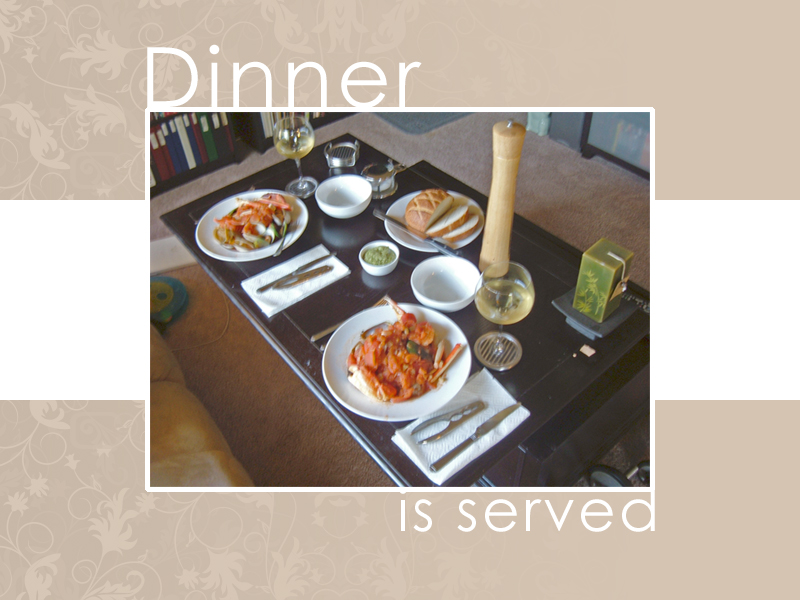 Cioppino served with Wine, Sourdough, and Pesto Cioppino served with Wine, Sourdough, and Pesto